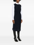 contrast-stitching midi dress
